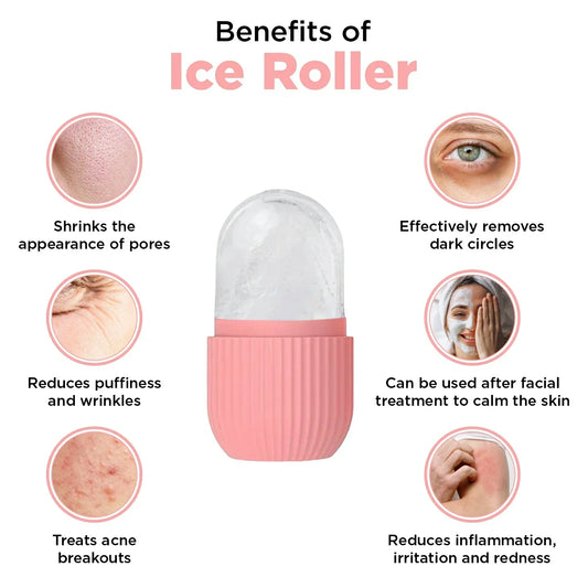 ❄️Eisroller für das Gesicht - Rosa, 4,5 Zoll Silikon wiederverwendbare Eiswürfel Roller Massager für glühende Haut - Bazaro.Life