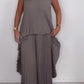 ✨Schneller Verkauf 49 % Rabatt🌸Laney Set aus plissiertem, kurzärmligem, unregelmäßigem Midi-Top und Hose mit weitem Bein und elastischer Taille