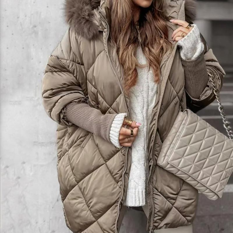 ❄️Winterschlussverkauf❄️ Damen Parka Mantel mit Strickärmeln und Patchwork