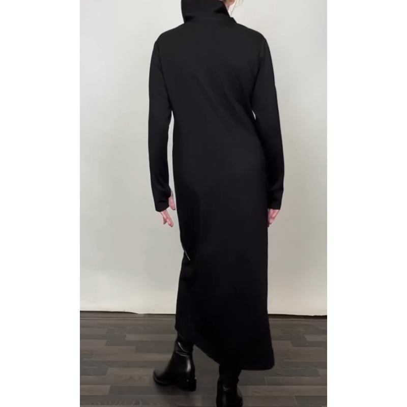 🎅Weihnachtsvorverkauf✨Modisches einfarbiges Maxikleid für Damen mit drei Reißverschlüssen