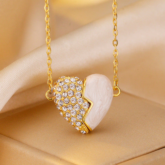 ✨ 2025 New Couple Halskette📿💖Premium Gold Diamant Magnetische Herz Halskette