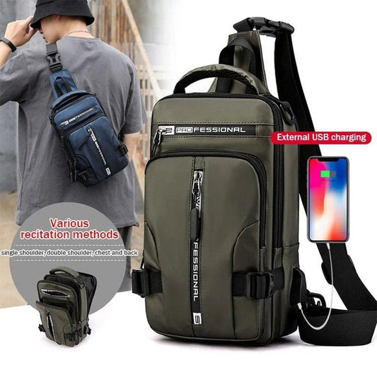 🎒Multifunktionale Brusttasche für Männer - Wasserdichtes Gewebe + magnetischer Schnellzugriff, eine Tasche zum Entriegeln beim Pendeln, Reisen, Sport