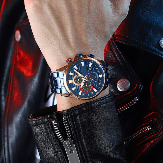 ⌚Herrenuhr mit Quarz-Stahlband