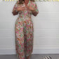 💥2025 Neu V-Ausschnitt Floral Print Damen Kurzarm Jumpsuit