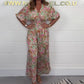 💥2025 Neu V-Ausschnitt Floral Print Damen Kurzarm Jumpsuit