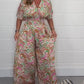 💥2025 Neu V-Ausschnitt Floral Print Damen Kurzarm Jumpsuit