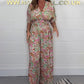 💥2025 Neu V-Ausschnitt Floral Print Damen Kurzarm Jumpsuit
