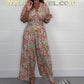 💥2025 Neu V-Ausschnitt Floral Print Damen Kurzarm Jumpsuit