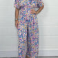 💥2025 Neu V-Ausschnitt Floral Print Damen Kurzarm Jumpsuit