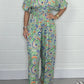 💥2025 Neu V-Ausschnitt Floral Print Damen Kurzarm Jumpsuit
