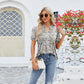 🌟 Tencel-Baumwolle 3D-Kordelzug Design - Kurzärmliges T-Shirt mit Blumenmuster und V-Ausschnitt und Rüschen